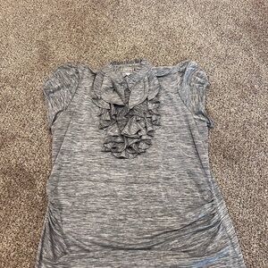 Soulmates Gray Ruffled Cap Sleeve Blouse